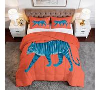 Générique Couette Imprimée 4 Saisons Abstrait Artistique Animal Chat Rayé 240x260 cm - Couette sans Housse Réversible Tropical avec Taies d'oreiller, Literie Douce pour Adulte Adolescent