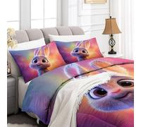 Générique Couette Matelassée 220 x 240 cm 4 Saisons Lapin De Dessin Animé Imprimée Couette en Microfibre, Couleur Chaude Couettes 2 Lit Personnes pour Adulte Enfant avec 2 Taie d'oreiller 65x65 cm