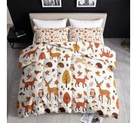 Générique Couette Matelassée 220x240cm, Réversible Couettes Animal De Forêt | Orange Couettes Lavable Confortable Parure de lit 3 Pièces Imprimée Animal De Compagnie Renard Lapin pour 4 Saisons