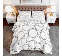 Générique Couette Matelassée Imprimée 4 Saisons 220 x 240 cm Art Géométrie Cercle Couette sans Housse 2 Personnes, Edredon Réversible Douce Lavable en Machine, Gris