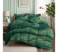 Générique Couette Réversible 180 x 201 cm Abstrait Agate Couette 4 Saisons | Art Fluide Vert Foncé Couette Matelassée Dessus De Lit Couvre, Édredon Super Doux pour 4 Saisons - 2 Taies d'oreiller