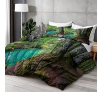 Générique Couette Rivière De Jungle Champêtre 220x240cm, Couette 4 Saisons sans Housse Forêt, Microfibre Douce et Légère, Couettes Matelassée Imprimée Vert Édredon Lavable