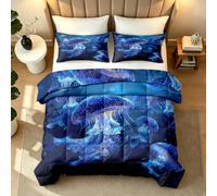 Générique Couette sans Housse 180x200 Méduses Océan Couette 3D Réversible 2 Personne Animaux Imprimée Duvet Édredon Legere Chaude Lavable en Machine et 2 Taies d'oreiller Cadeau1y1333