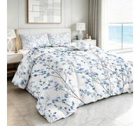 Générique Couette Tout-en-Un 4 Saisons 140 x 200 cm Bohème Plantes Fleurs Élégance Couette sans Housse Réversible Douce - Couette Matelassée Losanges Anti-Déplacement - Lavable en Machine, Bleu Clair