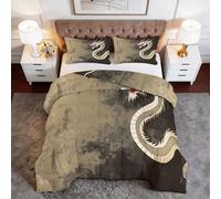 Générique Couette Tout-en-Un 4 Saisons Chine Dragon Animaux Couette sans Housse Réversible en Microfibre Douce - Matelassage Losanges Anti-Déplacement - Lavable en Machine - 220 x 240 cm, Beige