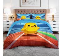 Générique Couette Tout-en-Un 4 SaisonsDessin Animé Poussin CourseCouette sans Housse Réversible en Microfibre Douce - Matelassage Losanges Anti-Déplacement - Lavable en Machine - 240 x 260 cm, Bleu