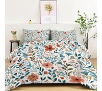 Générique Couettes Imprimée Bohème Délicate Feuilles, Coloré Couette Matelassée Fleurs 4 Saisons, Ensemble de Literie Réversible avec 2 Taies d'oreiller, 220x240cm Courtepointe Lavable en Machine
