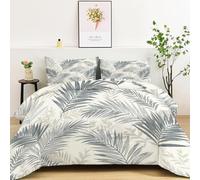 Générique Couettes Imprimée Feuille De Palmier Délicate, Beige Couette Matelassée Feuille 4 Saisons, Ensemble de Literie Réversible avec 2 Taies d'oreiller, 220x240cm Courtepointe Lavable en Machine