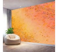 Générique Couleur Orange Papier Peint Mural,Aquarelle Abstrait Notes De Musique Intissé Panoramique Murale pour Fond de TV - Salon et Chambre Impression Haute Définition Poster Mural 300 x 210 cm（WxH