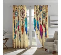 Générique Couleur Rideaux à œillets, Occultants Thermiques Moderne modèle Ethnique Bohème Attrape-Rêves Rideaux Imprimé, 140L X 260H cm (2 Panneaux) pour Salon Chambre Fenetre