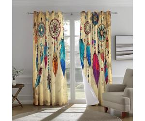 Générique Couleur Rideaux à œillets, Occultants Thermiques Moderne modèle Ethnique Bohème Attrape-Rêves Rideaux Imprimé, 75L X 166H cm (2 Panneaux) pour Salon Chambre Fenetre
