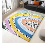 Générique Couleur Tapis Salon, Lignes Abstraites Arc en Ciel Tapis Chambre de Moquette Poil Ras Lavable en Machine Moquette Rectangulaire Antidérapant Salle a Manger Chambre Adulte 140 x 200 cm