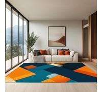 Générique CouleurTapis Salon 140 x 200 cm, Motifs Abstraits Intérêt Visuel Lavable en Machine Tapis Antidérapant à Poils Courts - Facile à Entretenir pour Salon Salle à Manger Bureau à Domicile