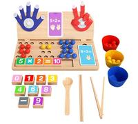 Générique Counting Manipulatives - Wooden Clip Bead Matching Activity Set | Color Sorting Toy with Cups Fine Motor Math Learning for Ages 3+ Preschool Kindergarten Classroom Homeschool