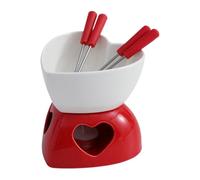Générique Coupe À Fondue - Céramique avec Fourchettes Et Bougie Chauffante | Set de Fusion de Tasse à Fondue Sucrée,pour Beurre Caramel Dessert Fête Vacances Famille Camping Noël