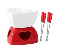 Générique Coupe À Fondue,Cœur en Céramique avec Fourchettes Et Bougie Chauffante - Set de Fusion de Tasse à Fondue Sucrée,pour Fromage Beurre Dessert Fête Noël Anniversaire Famille Bureau Maison