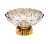 Générique Coupe à Fruits Bol Décoratif Plat de Service Centre de Table Corbeille sur Pied En PET Robuste Approprié pour La Cuisine Le Salon et La Salle à Manger, Blanc et or