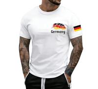 Générique Coupe du Monde 2026 T-Shirt à Manches Courtes et col Rond, imprimé sur Le Devant, pour Les Supporters de l'Allemagne. (White, XXXXXL)