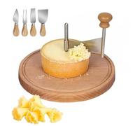 Générique Coupe-fromage en forme de fleur, avec couvercle et poignée, en acier inoxydable, avec dôme, outil de perforation, lame tranchante et base en bois (Standard Model, No Cover)