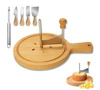Générique Coupe-fromage en forme de fleur, avec couvercle et poignée, en acier inoxydable, avec dôme, outil de perforation, lame tranchante et base en bois (With Handle, No Cover)