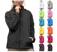 Générique Coupe Vent Femme Impermeable Veste De Pluie Avec Capuche LéGèRe SéChage Rapide Couleur Unie Veste Sport Femme Avec Fermeture éClair Fine Respirant Veste D'ExtéRieur Pour Les Voyages