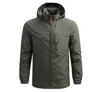 Générique Coupe Vent Homme Impermeable à Capuche Légère et Respirante Veste Pluie Décontracté Blousons en Plein Air Quotidien Coupe-Vent Full Zipper Manteau Mes Commandes Passées Vert armée XXL