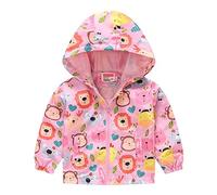 Générique Coupe Vent Impermeable Enfant Coupe-Vent Poche Léger Veste De Pluie Automne-Hiver Avec Capuche Bébé Enfant Sweat-Shirt Blouson Zipper Garçon Filles Blouson De Pluie(Pink H,12-18 mois)