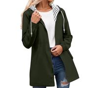 Générique Coupe Vent Impermeable Femme Running Ciré Manteaux Chic Et Elegant Capuche Parka Vêtements Imperméables Mi Saison Confort Longue Avec Poches Trench Coat De Pluie Veste