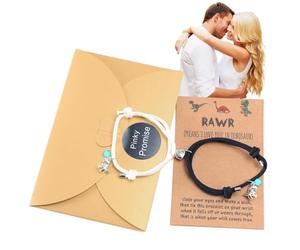 Générique Couple Bracelets Cœur Magnétique | Aimant de coeur de bracelet avec des perles de lueur de dinosaure,Bracelet à cordon ajustable, Bracelet Best Friend