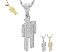 Générique Couple Crooked Head Hipster Necklace,Hip Hop Street Style Pendant,Modern Sweet Trendy Men Women Jewelry Gifts for lovers,Friend and Family (Silver, 5.1 * 1.7cm/2 * 0.67in)
