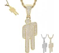 Générique Couple Crooked Head Hipster Necklace,Hip Hop Street Style Pendant,Modern Sweet Trendy Men Women Jewelry Gifts for lovers,Friend and Family (Gold, 5.1 * 1.7cm/2 * 0.67in)