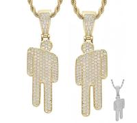 Générique Couple Crooked Head Hipster Necklace,Hip Hop Street Style Pendant,Modern Sweet Trendy Men Women Jewelry Gifts for lovers,Friend and Family (Gold +Gold, 5.1 * 1.7cm/2 * 0.67in)