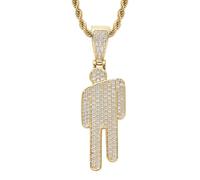 Générique Couple Crooked Head Zircon Hipster Necklace,Hip-Hop Street-Style Diamond-Encrusted Pendant,23.6in Alloy Unisex Rope Chain,Jewelry Chain Jewelry with Lobster Clasp (Gold)