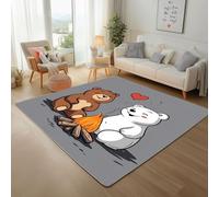 Générique Couple d'amour Romantique, Ours Tapis Antiderapant 200x300cm Carpet de Couloir Long Moderne Flamme d'ours Animal Tapis de Salon Chambre Cuisine pour Les Chambres Poil Ras Descente de Lit
