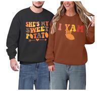 Générique Couple mignon assorti avec inscription « She's My Sweet Potato » Sweat Mode de couple - Col rond - Doux et confortable - Mode décontractée