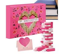 Générique Couples Block Tower Game, Wooden Stacking Date Night Activity, Romantic Bedroom Game with Intimacy Cards, Fun Relationship Building Toy for Valentines Wedding Home Party Drinking Games