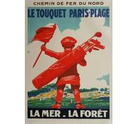 Générique COURCHINOUX Reproduction Affiche Ancienne Murale, Le Touquet Paris-Plage, Disponible en 4 Tailles de 30x21cm à 100x71cm, Papier Satiné 190g/m2 (43x60cm)