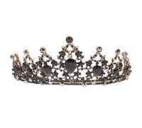 Générique Couronne Baroque Rétro en Alliage Noir Strass, Accessoire Coiffure Mariage et Anniversaire Femme, Bandeau Élégant pour Mariée Adulte, Présent Femme Ans