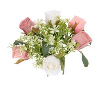 Générique Couronne de Bougies Artificielles en Roses, Anneau Floral Décoratif Couleur Brique, Petite Couronne pour Décoration de Table Mariage et Fête, Accessoire Léger et Résistant