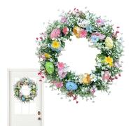 Générique Couronne De Paques D'œuf, 35cm Decoration Couronne Paques Porte avec Œufs Décoratifs Colorés Et Fleurs Artificielles, Couronnes De Porte Printemps, pour Extérieur Fenêtres Cheminées