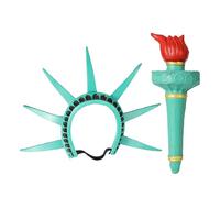 Générique Couronne et torche de la Statue de la Liberté, kit d'accessoires pour mascarade, jour de l'indépendance, casque et torche de cosplay pour adulte