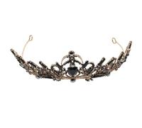Générique Couronne Princesse Rétro Baroque en Alliage Noir Strass Accessoire Coiffure Élégant pour Mariée et Cérémonie Bandeau Décoratif Unique pour Mariage et Anniversaire
