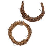 Générique Couronnes en Rotin Naturel 15 Cm Forme Lune et Cercle, 2 Pièces pour Bricolage DIY Décoration Maison, Matériaux pour Couronne à Suspendre, Guirlande Créative Fête Noël