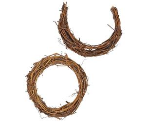 Générique Couronnes en Rotin Naturel 15 Cm Forme Lune et Cercle, 2 Pièces pour Bricolage DIY Décoration Maison, Matériaux pour Couronne à Suspendre, Guirlande Créative Fête Noël