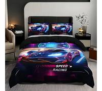 Générique Courses ExtrêMes Housse de Couette 90x190 Voiture Parure de Lit Enfant GarçOn Fille Adulte Voiture de Sport Housse de Couette 1 Personne en Microfibre avec Fermeture éClair