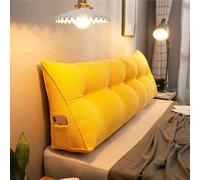 Générique Coussin Biseauté Confortable avec Poche Latérale,Coussin De Lecture Dossier Triangulaire De 20cm D'épaisseur,avec Fonction De Soutien,pour Canapé Et Autres Situation,Jaune,120×50x20CM