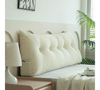 Générique Coussin Biseauté Confortable avec Poche Latérale,Coussin De Lecture Dossier Triangulaire De 20cm D'épaisseur,avec Fonction De Soutien,pour Canapé Et Autres Situation,Off White,120×50x20CM