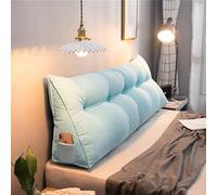 Générique Coussin Biseauté Confortable avec Poche Latérale,Coussin De Lecture Dossier Triangulaire De 20cm D'épaisseur,avec Fonction De Soutien,pour Canapé Et Autres Situation,Sky Blue,100×50x20CM