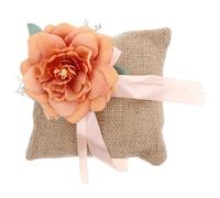 Générique Coussin D'alliances Carré en Lin Orange 5989, Petit Coussin Rustique pour Porteur D'alliances, Décoration de Mariage et Fête, Accessoire Cérémonie Élégant et Fait Main