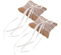 Générique Coussin D'alliances en Lin 2 Pièces, Boîte à Bagues Créative